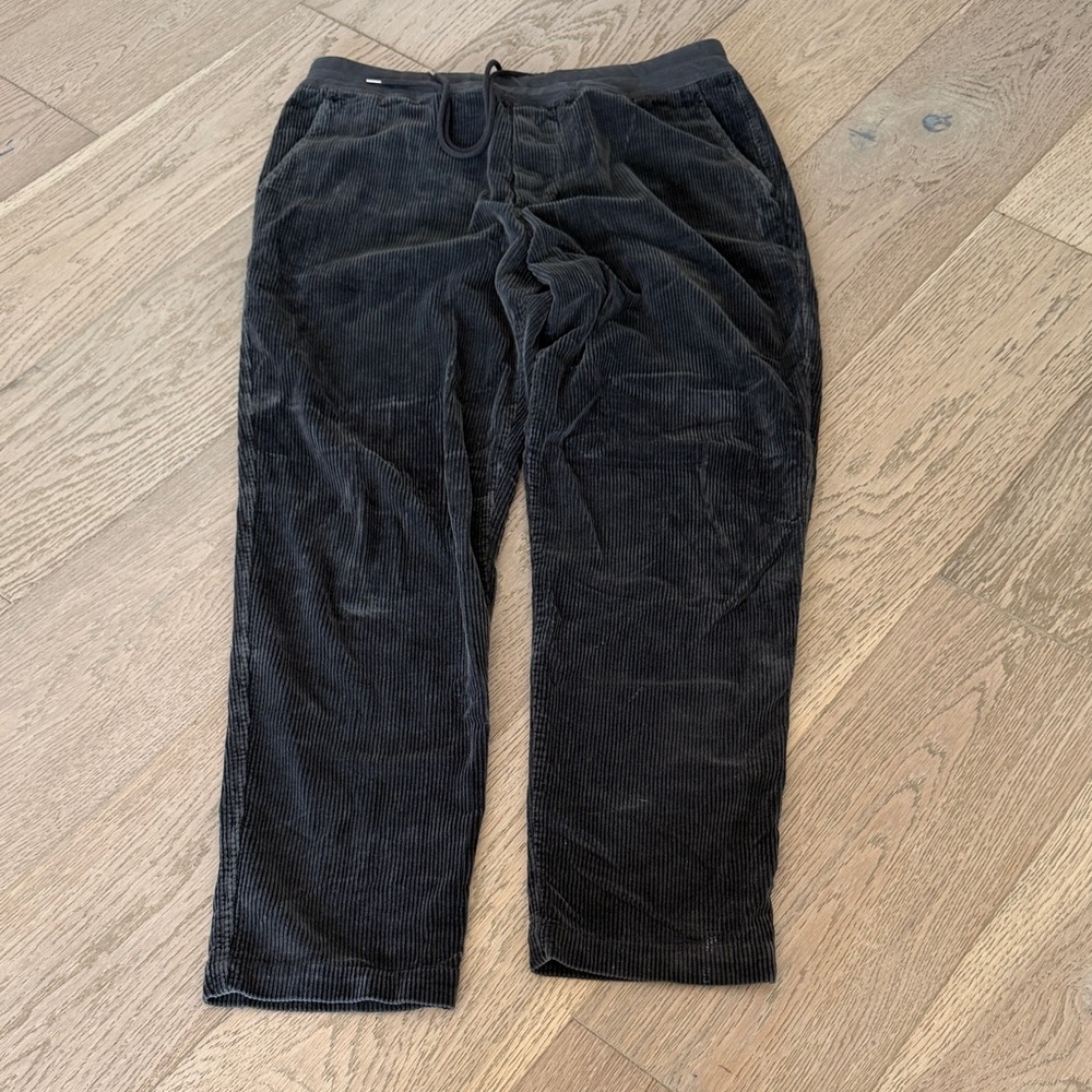 James Perse Charcoal Gray Corduroy Drawstring Trousers